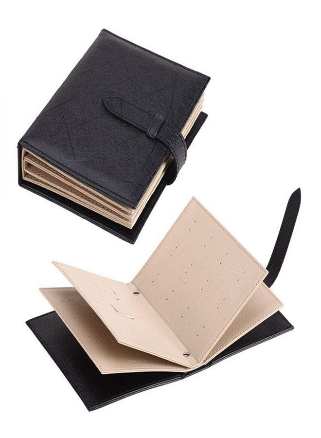 Yiluana Earring Book Organizer, Portable Earring Holder Case Pu Leather Travel Earring Case with Foldable Book Design (Black) - Image 3